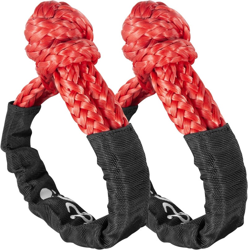 UCEDER Soft Shackle,Synthetic Shackle Rope Recovery Kit with Extra Protective Sleeves(56,000 lbs Breaking Strength) Heavy Duty Tow Shackles for Off-Road, Truck, Jeep, SUV, UTV, ATV (Red) - Image 1